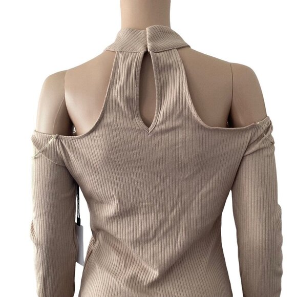 Astr The Label Bodysuit Ribbed Thong Mauve Pink Medium Off Shoulder - Picture 9 of 11